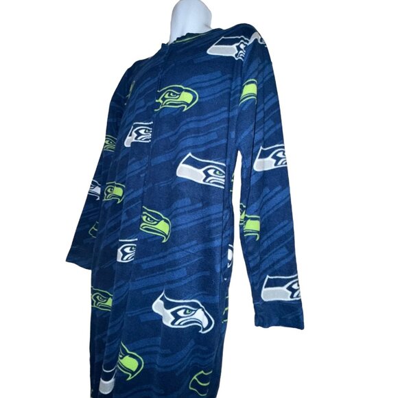 NFL Team Apparel Seattle Seahawks Pajamas Mens L Unionsuit PJs Footies Blue - Picture 4 of 10